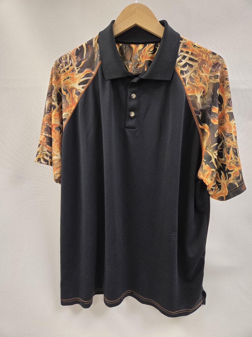 Legendary Pro Staff Blaze Polo Shirt Mens 2XL Flame Antler Hunting Outdoors
